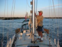 Readying the sail - Cape Cod Canal