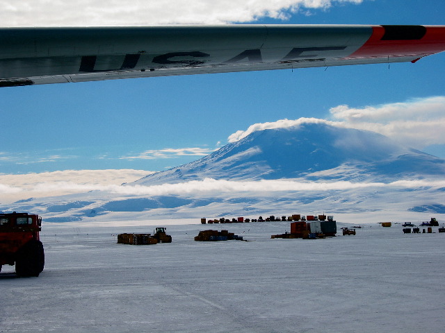 Mt. Erebus, 35 miles away