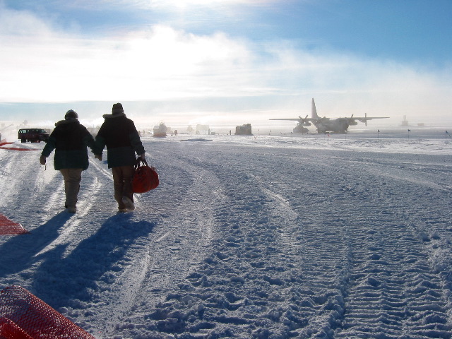 Heading to plane to fly home